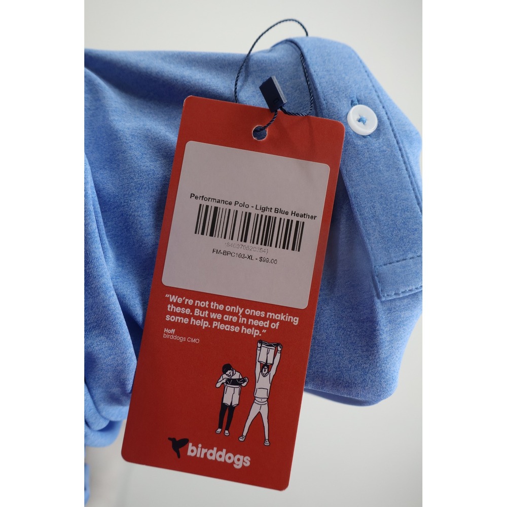 Birddogs Performance Polo Shirt XL Light Blue Heather Golf Athletic Casual - Picture 3 of 6